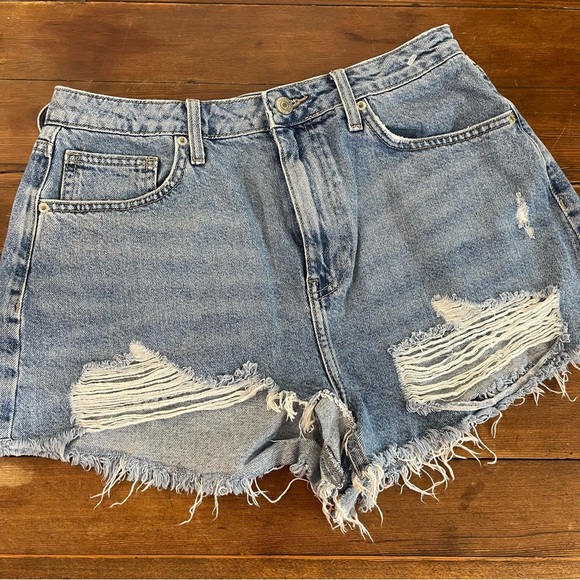 Forever 21 Blue Distressed Jean Shorts - Picture 1 of 7